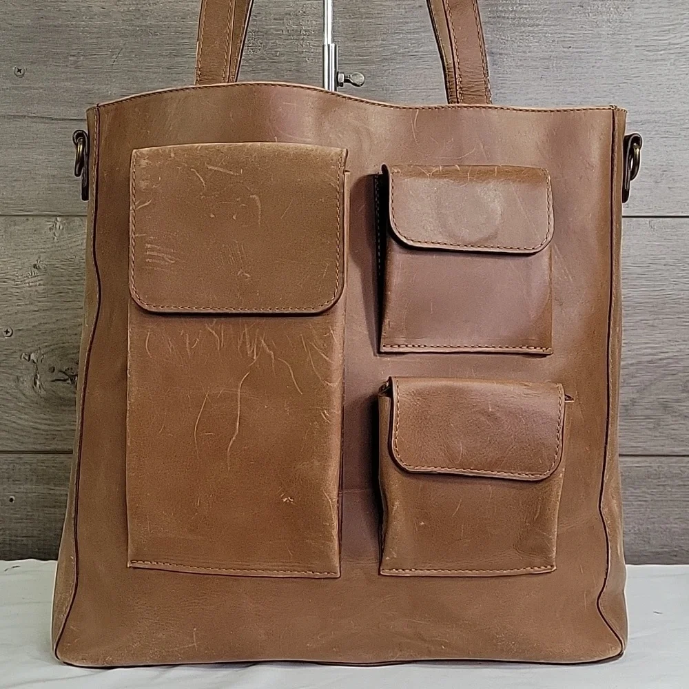 Able Brown Leather Tote Bag